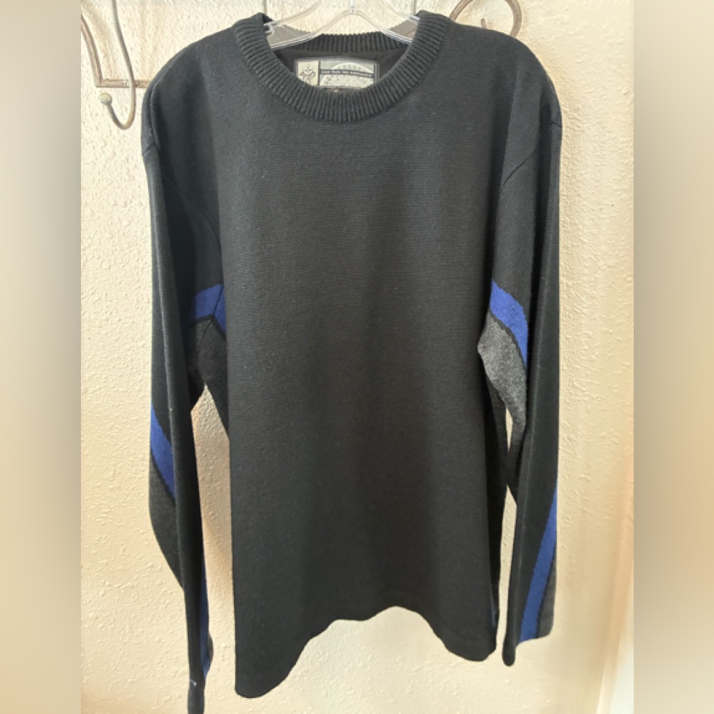 Prana Breathe Color Blocked Wool Blend Crew Neck Sweater